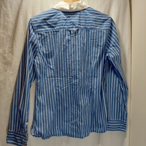 Tommy Hilfiger Blue/White Stripe Button Up Monogram, Large - Picture 5 of 10